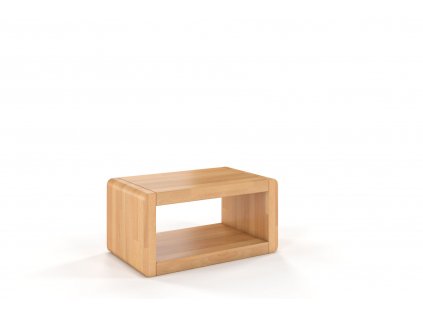 Moderner Nachttisch mit minimalistischem Look, in heller Farbe, aus Buchenholz, Seitenansicht.buk nocny stolik z masivu Boverio1