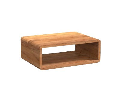 Moderner Zimmertisch Caruso aus Holz in schlichtem, minimalistischem Design, Seitenansicht.