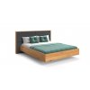 Modernes schwebendes Doppelbett aus massiver Eiche, Seitenansicht.