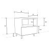Detaillierte Zeichnung des Nachttischs Dirk aus Holz mit Abmessungen.